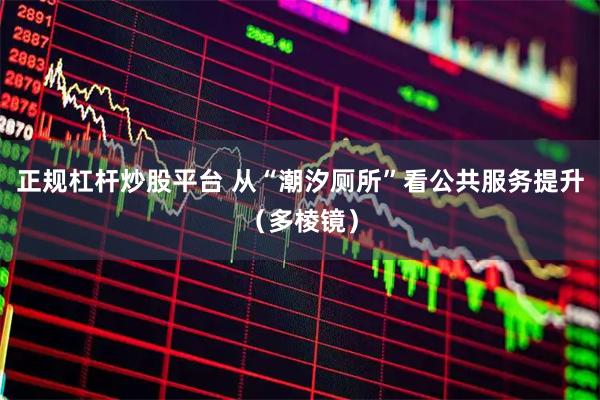 正规杠杆炒股平台 从“潮汐厕所”看公共服务提升（多棱镜）