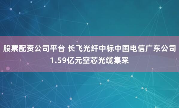 股票配资公司平台 长飞光纤中标中国电信广东公司1.59亿元空芯光缆集采
